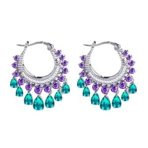 Diamond Zirconia Multicolor Stainless Steel Waterproof Earrings